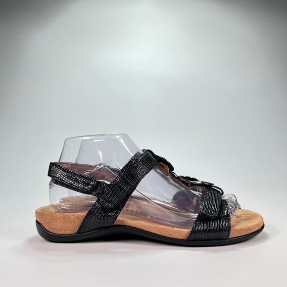 Vionic Farra II Black Comfort Sandal three Adjustable T-Strap Women's Size 7 - Picture 1 of 10
